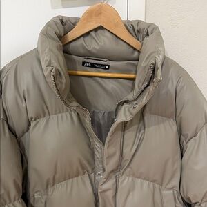 Zara Taupe Puffer Coat